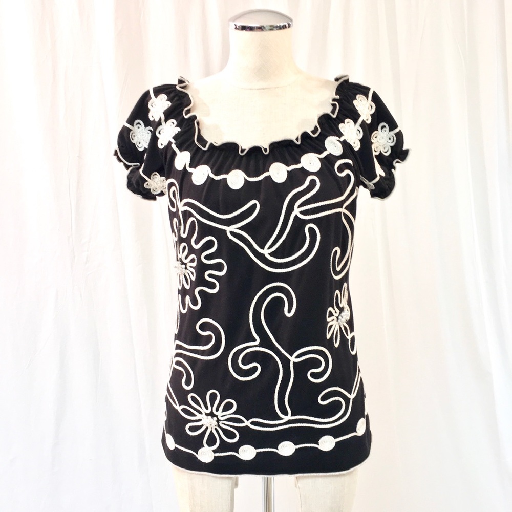 Lauren Michelle Pearl Adorned Top